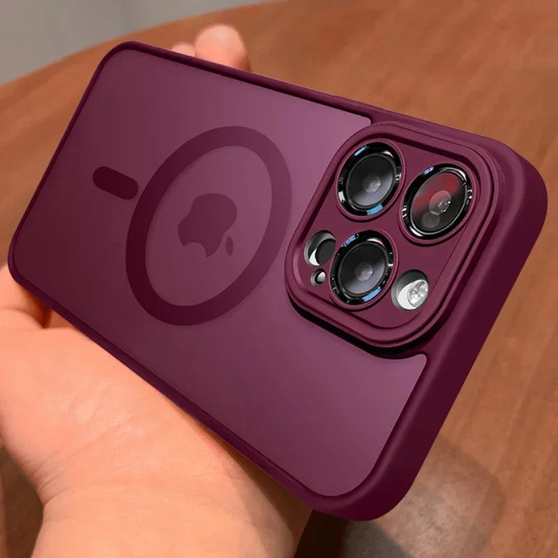 Matte Translucent Magnetic Case for iPhone 12-18 Pro Max with Lens Protector