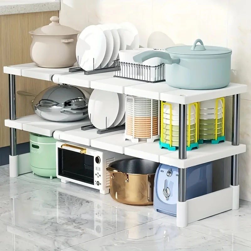 Expandable Under Sink Storage Rack and Kitchen Cabinet Organizer