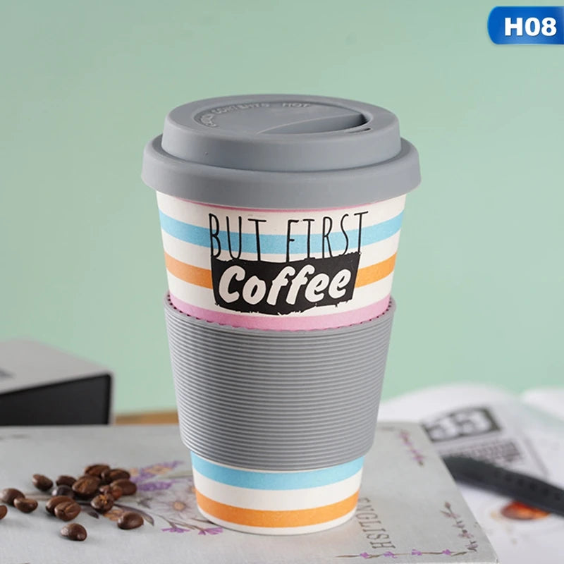 Eco-Friendly Reusable Bamboo Travel Cup with Lid 470ML