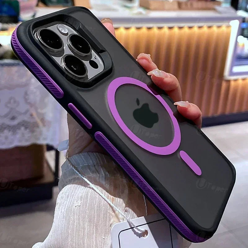 Zyvo Mart Bicolor Matte Frosted Translucent Magnetic Case for iPhone 14/15/16/17 Series