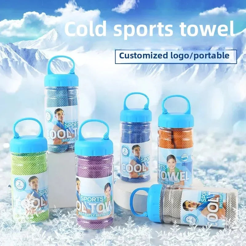 Zyvomart 30×80cm Portable Quick Dry Ice Towel with Bottle Mount Holder