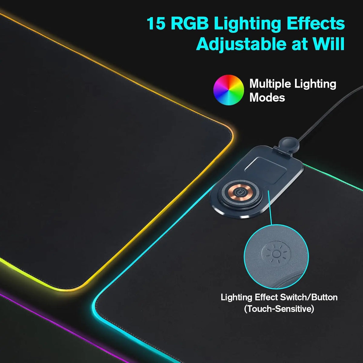 Zyvomart 3 in 1 RGB Gaming Mouse Pad with 15W Fast Wireless Charger Desk Mat