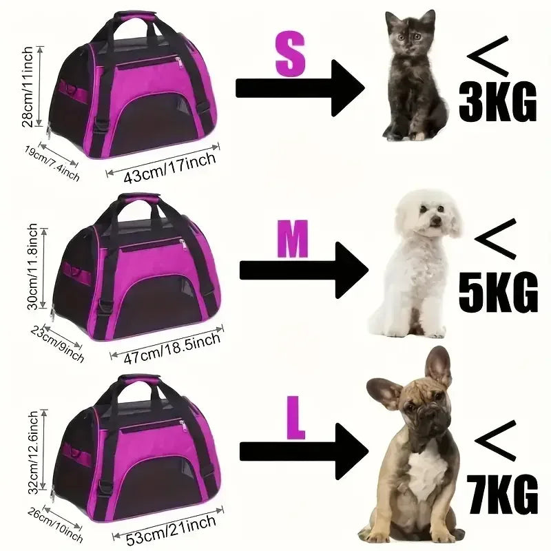 Zyvomart Portable Foldable Pet Carrier Bag - Breathable Mesh Travel Transport Handbag for Cats & Dogs