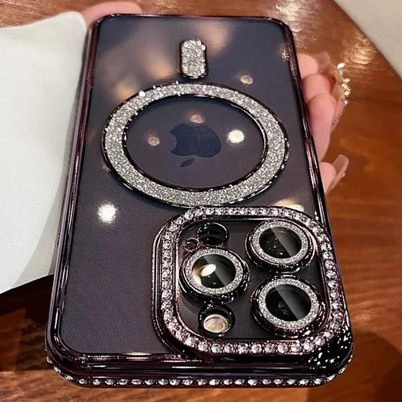 Luxury Glitter Diamond Magnetic Case for iPhone 11-17 Pro Max