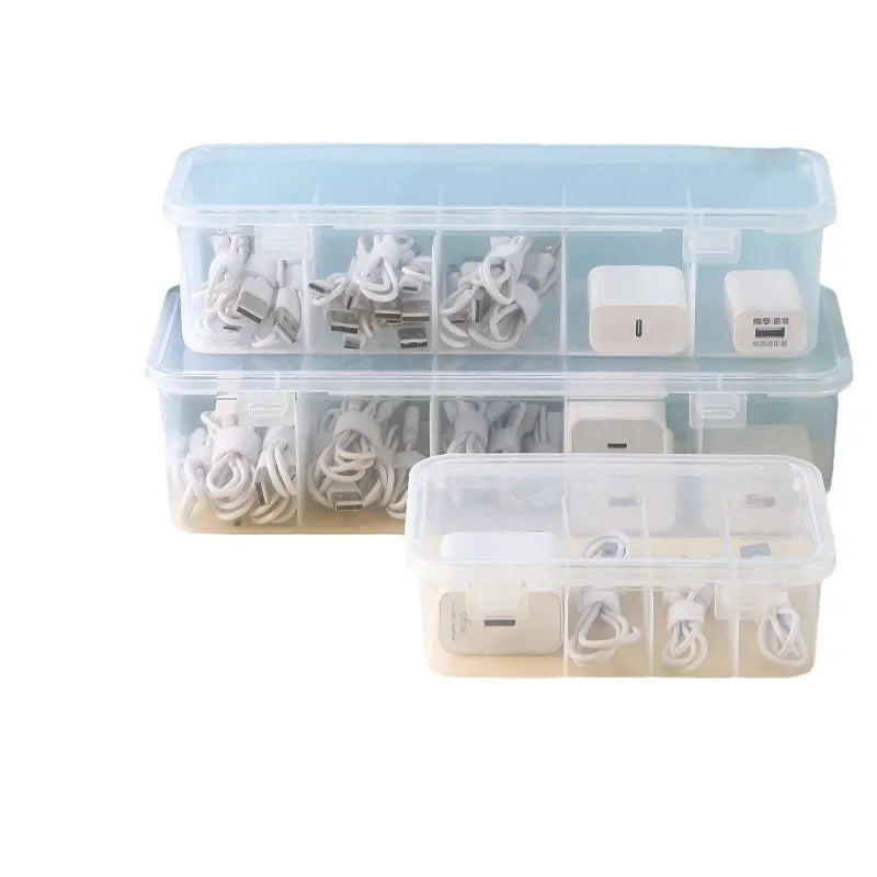 Zyvomart Transparent Data Cable Organizer Box Dustproof Desk Clutter Case