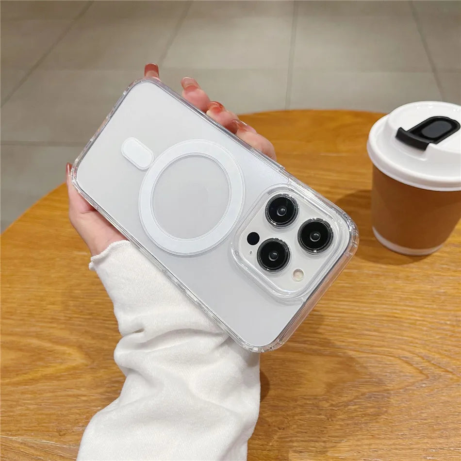 Zyvomart Ultra-Clear Magnetic Case with Shockproof Wireless Charging for iPhone