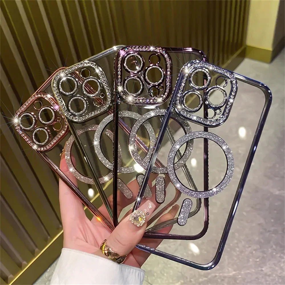 Luxury Glitter Diamond Magnetic Case for iPhone 11-17 Pro Max