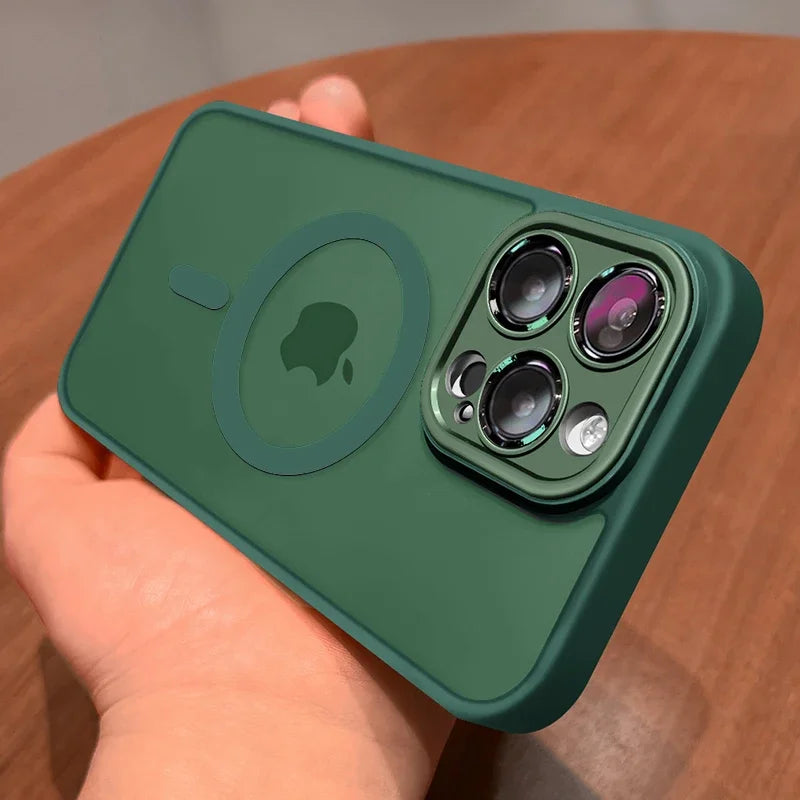 Matte Translucent Magnetic Case for iPhone 12-18 Pro Max with Lens Protector
