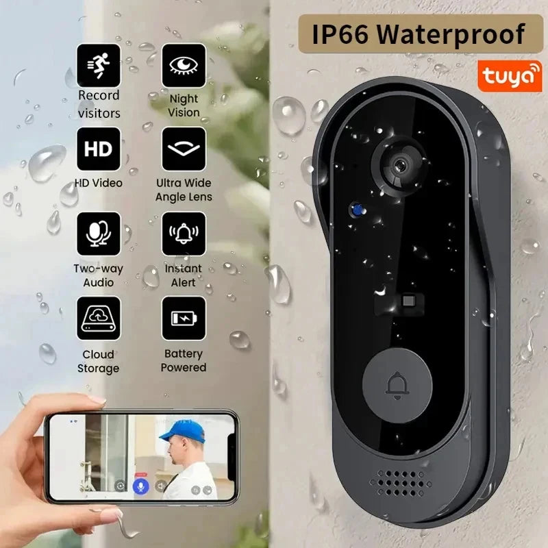 Tuya 1080P WiFi Smart Video Doorbell with Bidirectional Audio and Waterproof Camera