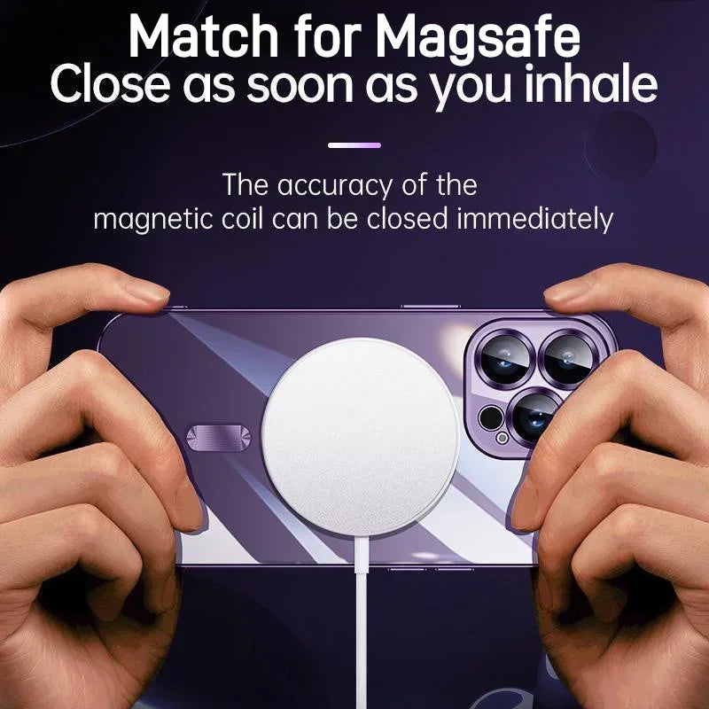 Luxury Plating Magnetic Case for iPhone 11-17 Pro Max with Lens Protector