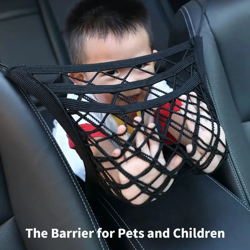 Zyvomart 3-Layer Elastic Mesh Car Storage Net Bag - Auto Interior Seat Organizer & Pet Barrier