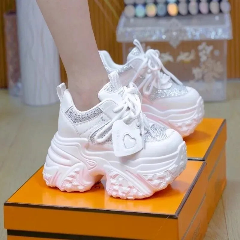 Zyvomart Women's Chunky Glitter Sneakers Fashion Comfort Soft Sole Walking Shoes
