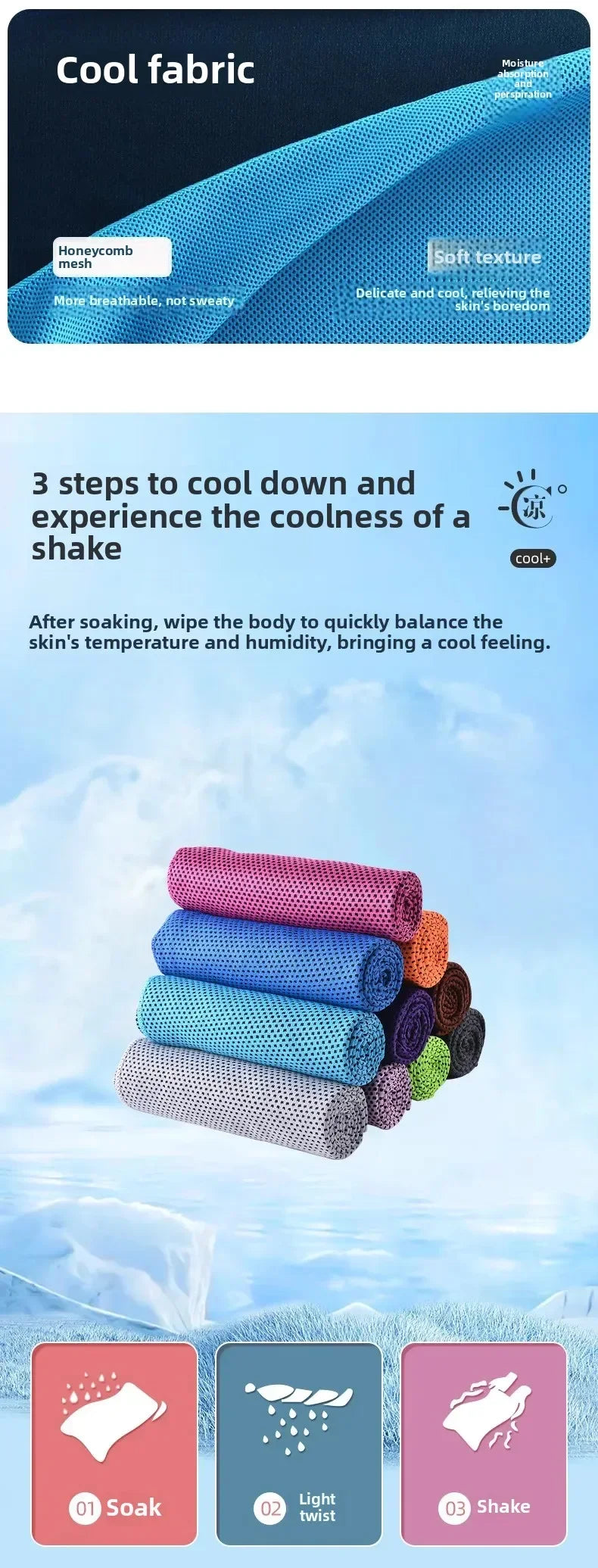 Zyvomart 30×80cm Portable Quick Dry Ice Towel with Bottle Mount Holder