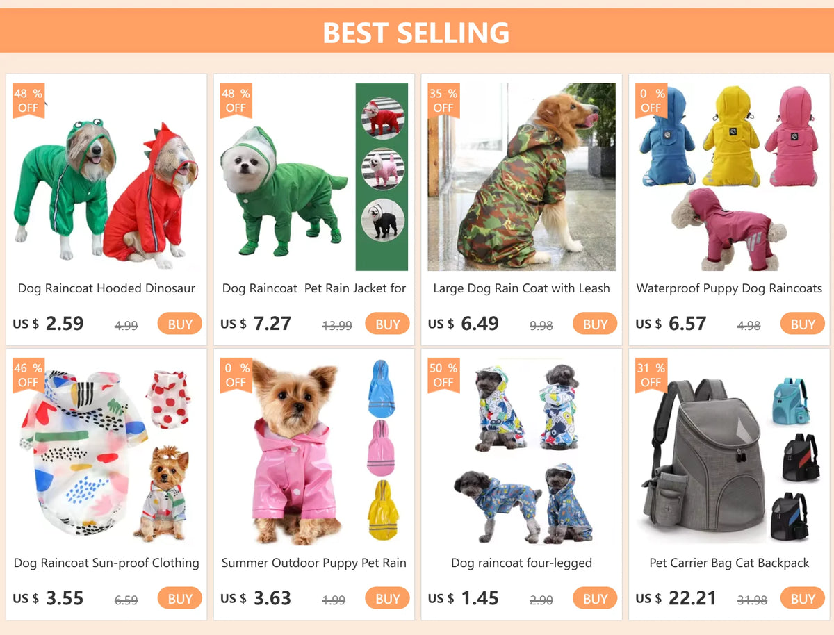 Zyvomart Summer Outdoor Waterproof Puppy Raincoat - PU Hooded Safety Jacket for Dogs & Cats