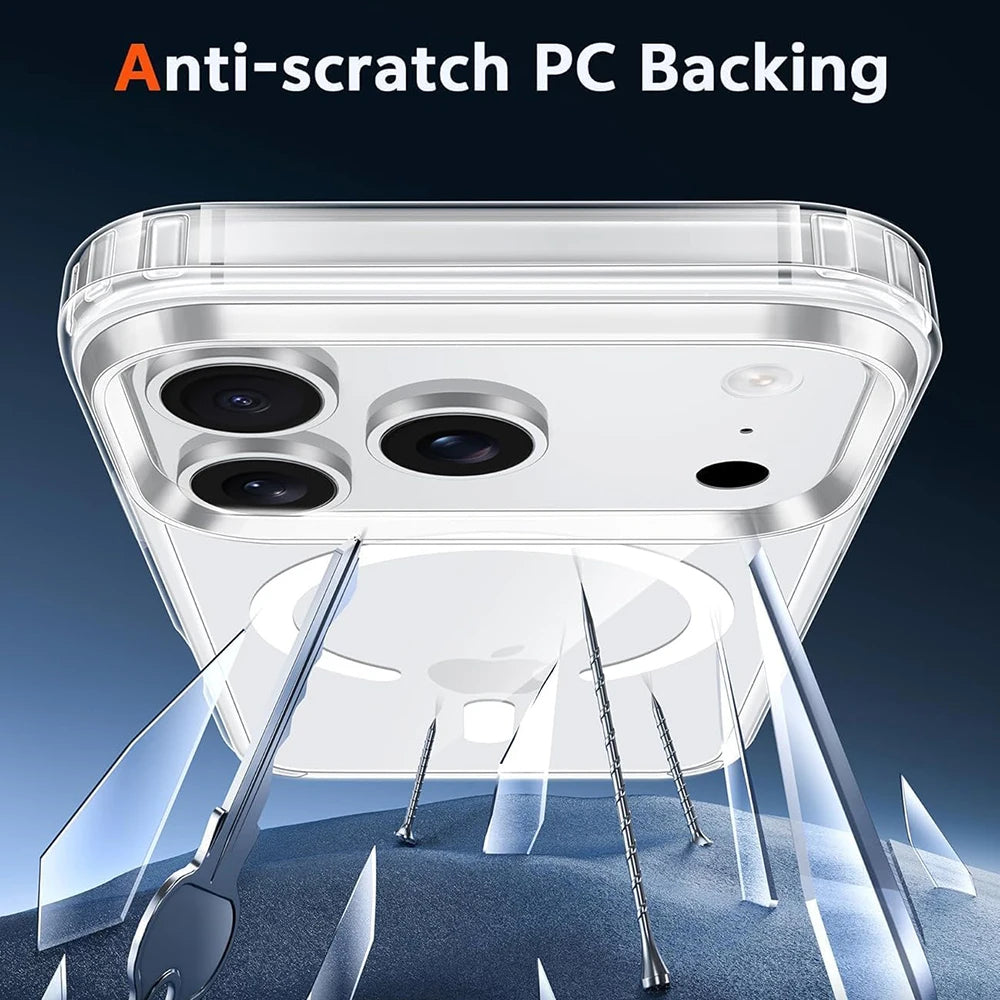Clear Magnetic Phone Case for iPhone 17 16 15 14 13 12 11 Pro Max - Anti-Yellowing Cover Compatible with MagSafe