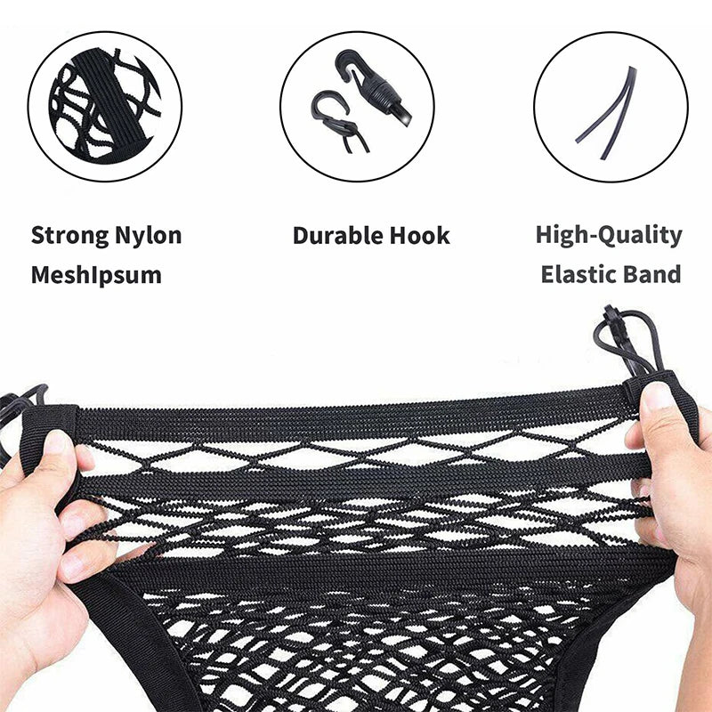 Zyvomart 3-Layer Elastic Mesh Car Storage Net Bag - Auto Interior Seat Organizer & Pet Barrier