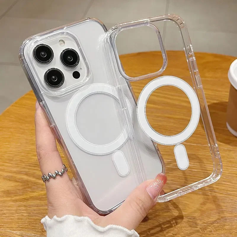 Zyvomart Ultra-Clear Magnetic Case with Shockproof Wireless Charging for iPhone