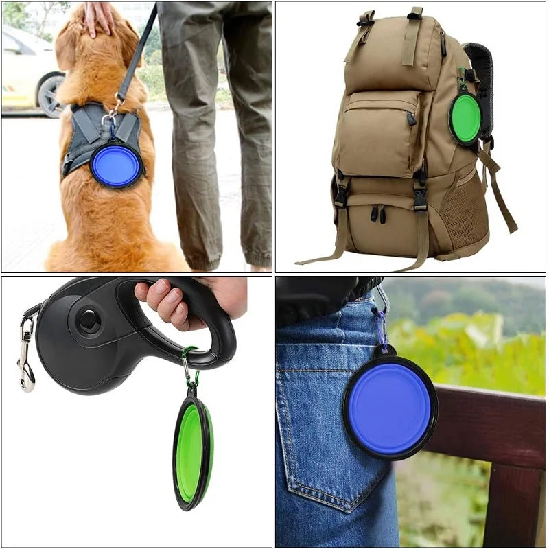 Zyvomart 2-in-1 Folding Portable Silicone Pet Feeder Bowl & Outdoor Travel Water Bottle