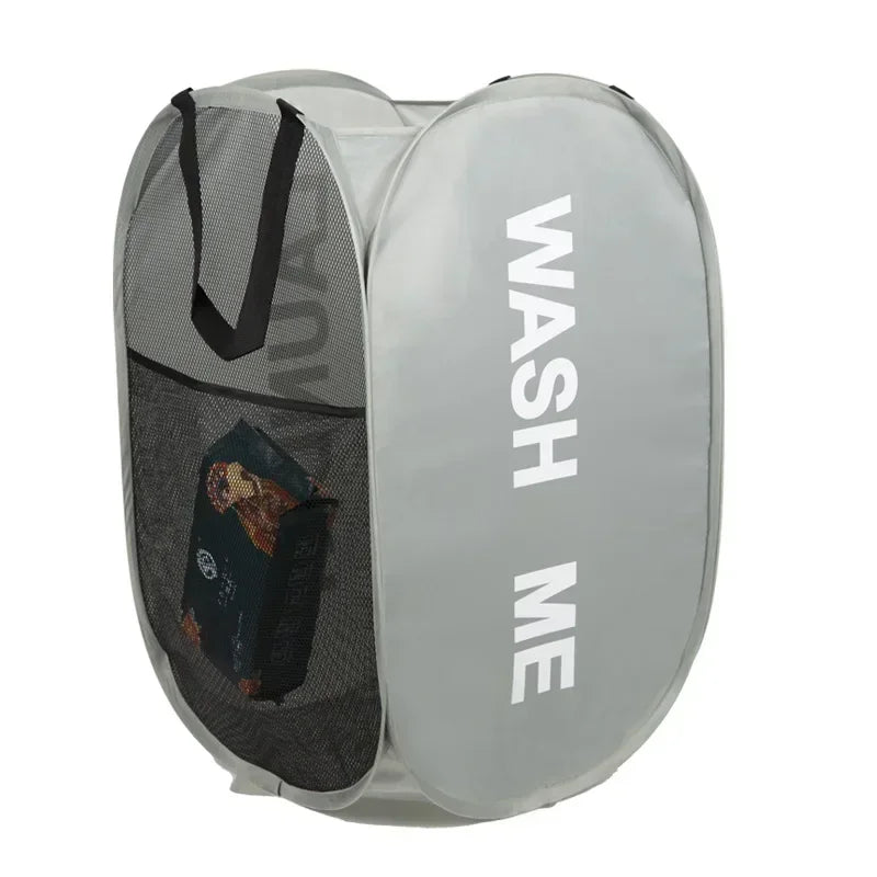 Collapsible Mesh Laundry Basket and Portable Storage Hamper