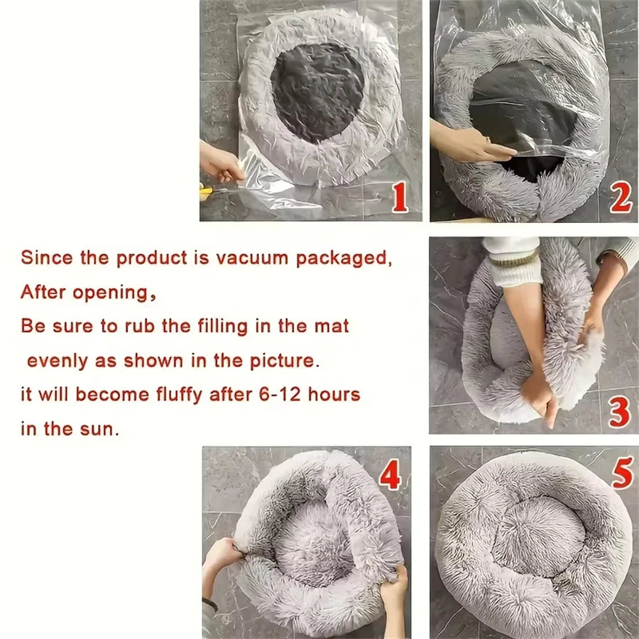 Zyvomart Soft Plush Round Donut Cat & Dog Calm Bed Washable Pad