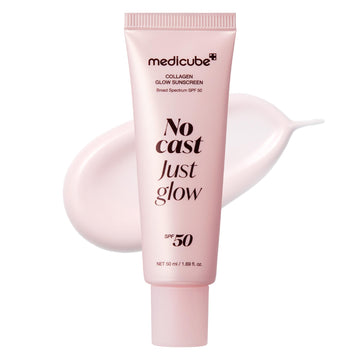 medicube Collagen No Cast Just Glow Sunscreen SPF50 - Hydrating Face Cream with Peptide & Cica