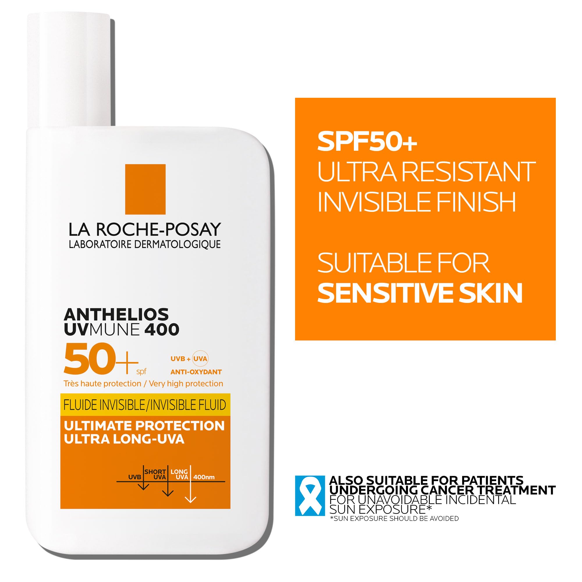 La Roche-Posay Anthelios UVmune 400 Invisible Fluid SPF50+ (50ml) - Advanced Fluid for Sensitive Skin