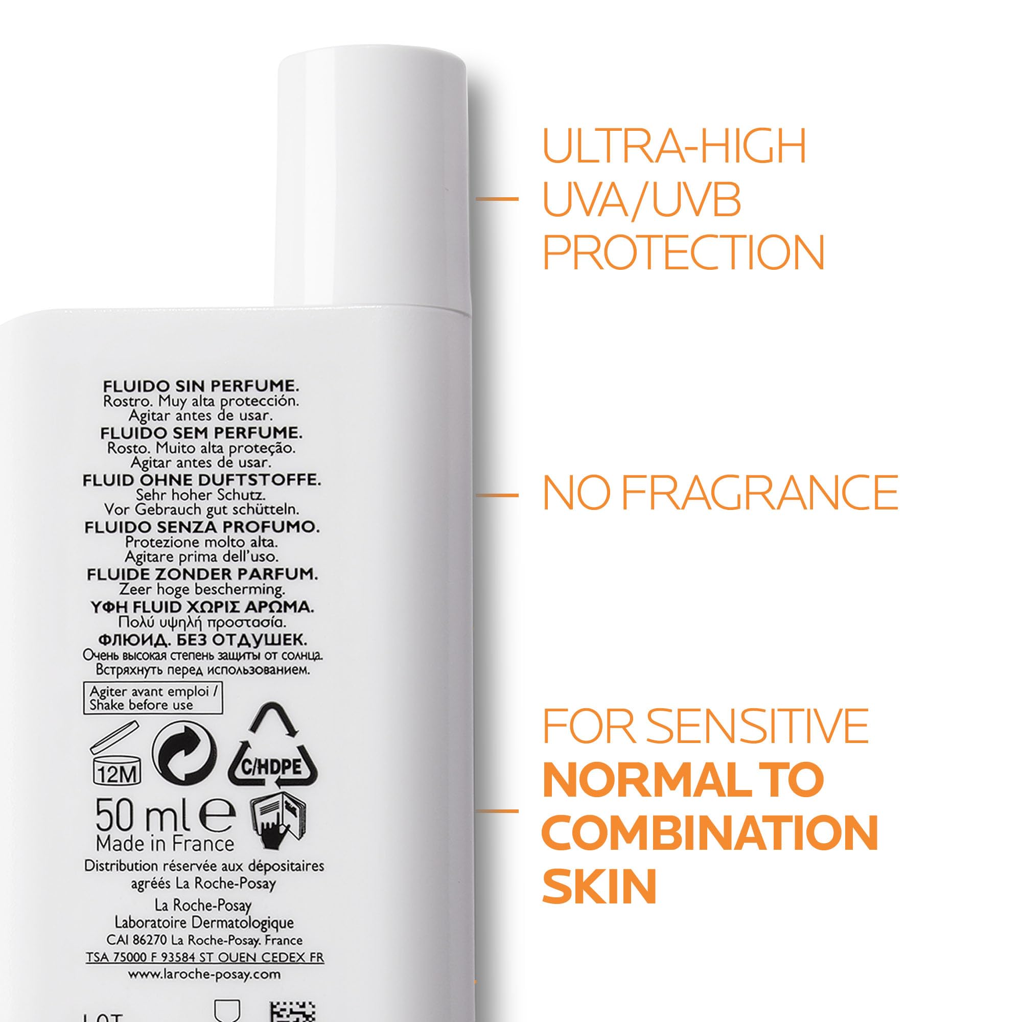 La Roche-Posay Anthelios UVmune 400 Invisible Fluid SPF50+ (50ml) - Advanced Fluid for Sensitive Skin