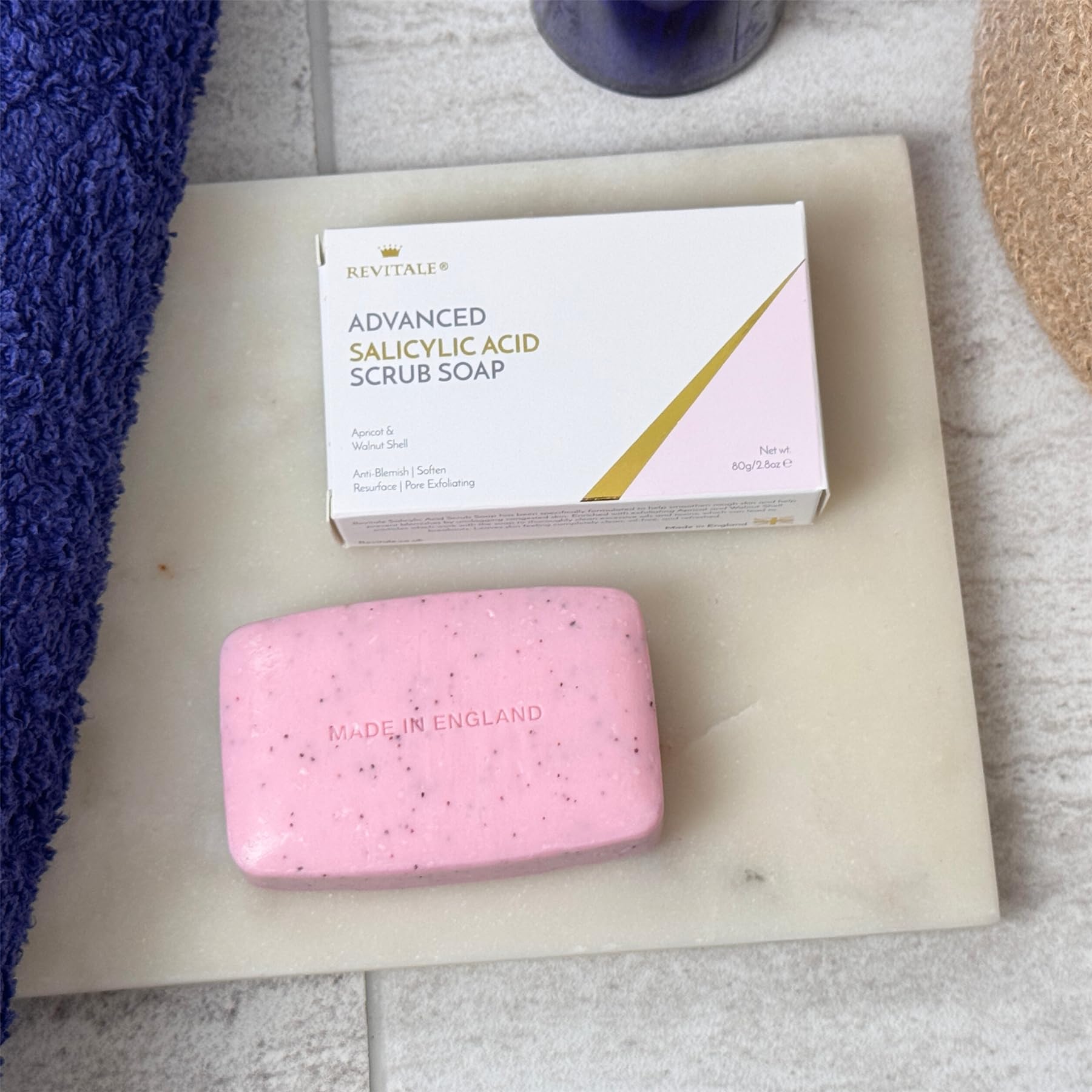 Revitale Advanced BHA Salicylic Acid Scrub Soap - Exfoliating Face & Body Pore Cleanser Bar