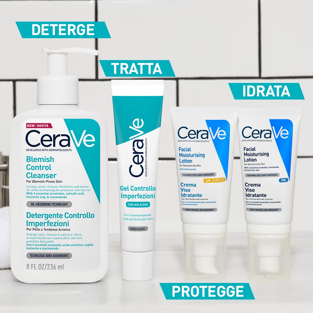 CeraVe Blemish Control Cleanser (236ml) - Exfoliating Gel-to-Foam Face Wash for Oily Skin