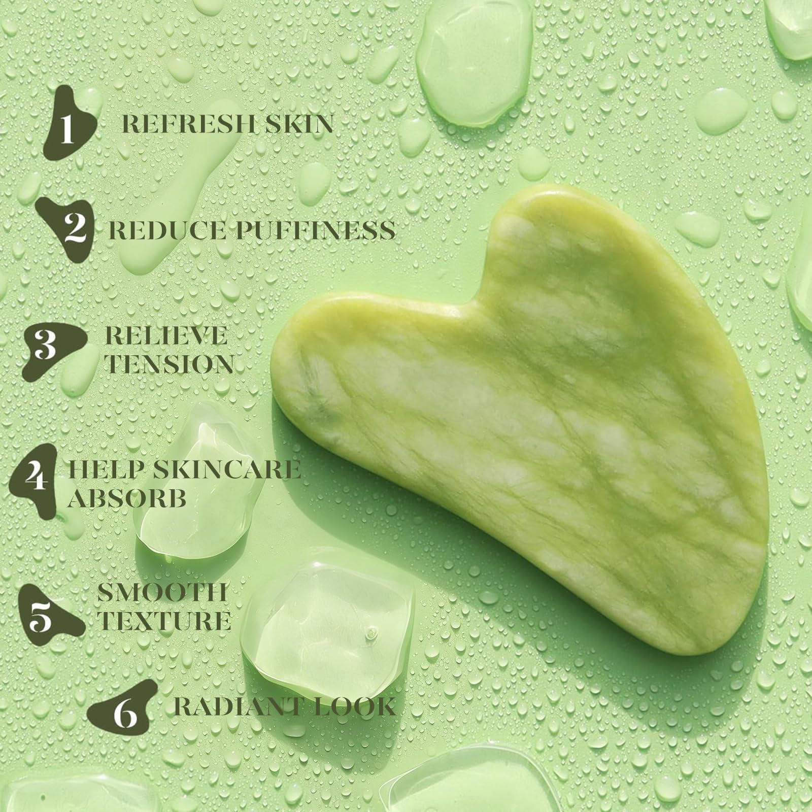 BAIMEI Jade Roller & Gua Sha Facial Massager Tool Set (2-Pack) - Natural Face, Jawline & Neck Roller for Puffiness