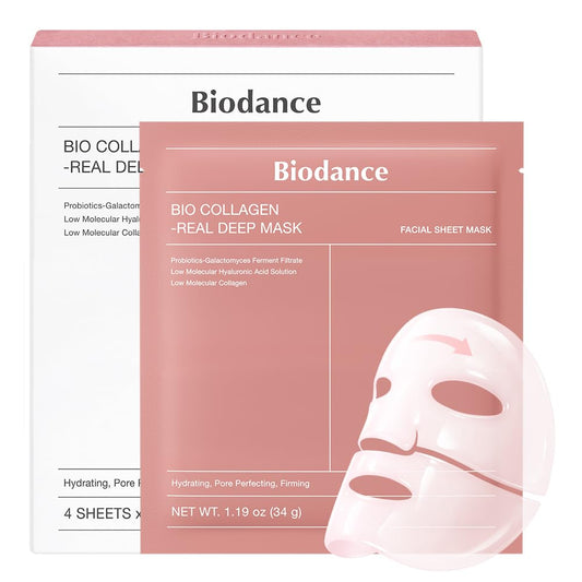 BIODANCE Bio-Collagen Real Deep Face Mask 4 Pcs - Hydrogel Overnight Mask for Glass Skin