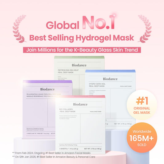 BIODANCE Bio-Collagen Real Deep Face Mask 4 Pcs - Hydrogel Overnight Mask for Glass Skin