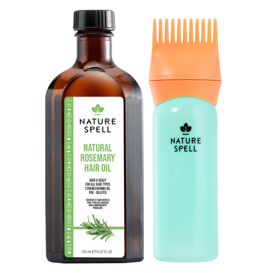 Nature Spell Rosemary Oil for Hair Growth (150ml) - Pre-Diluted Scalp Oil with Root Comb Applicator