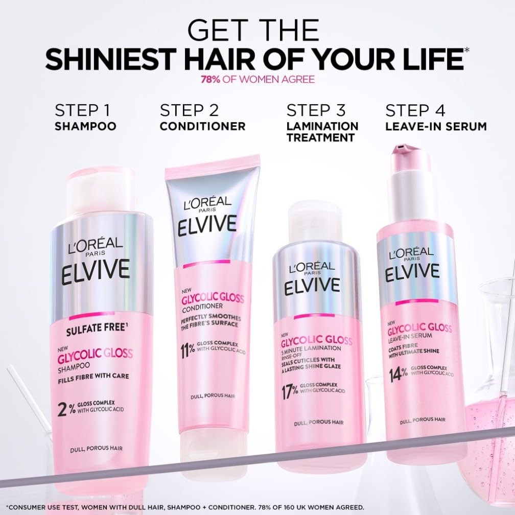 L'Oreal Paris Elvive Glycolic Gloss Shampoo 200ml - For Dull Porous Hair