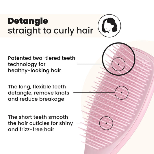 Tangle Teezer Ultimate Detangler Hairbrush - Millennial Pink For Wet & Dry Hair