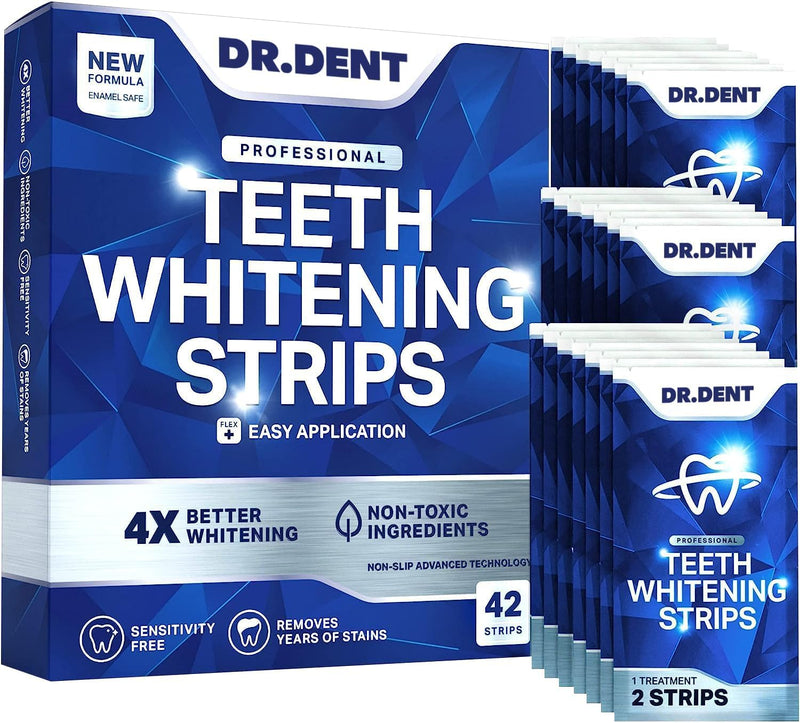 DRDENT Teeth Whitening Strips Kit 42 Strips - Professional Strength Enamel Safe