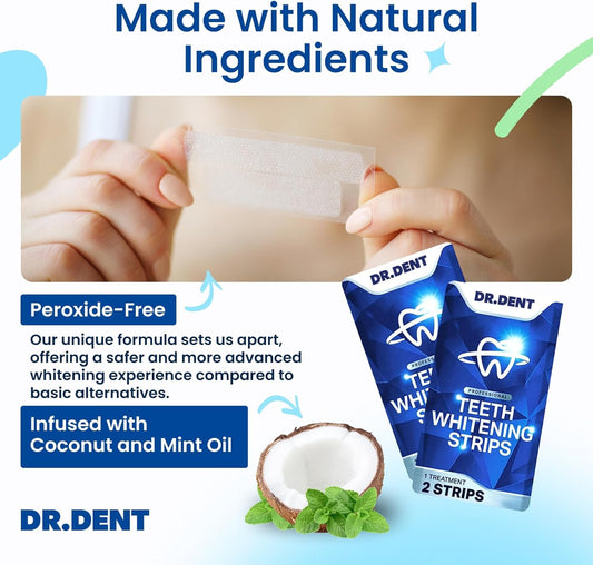 DRDENT Teeth Whitening Strips Kit 42 Strips - Professional Strength Enamel Safe