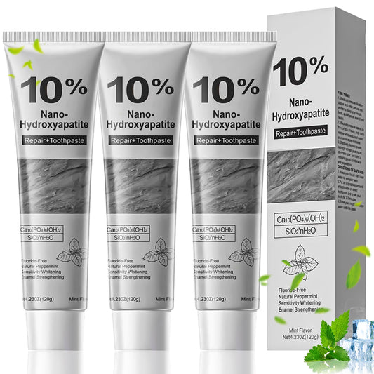3Pcs Hydroxyapatite Toothpaste 120g - Fluoride Free Remineralising Fresh Mint