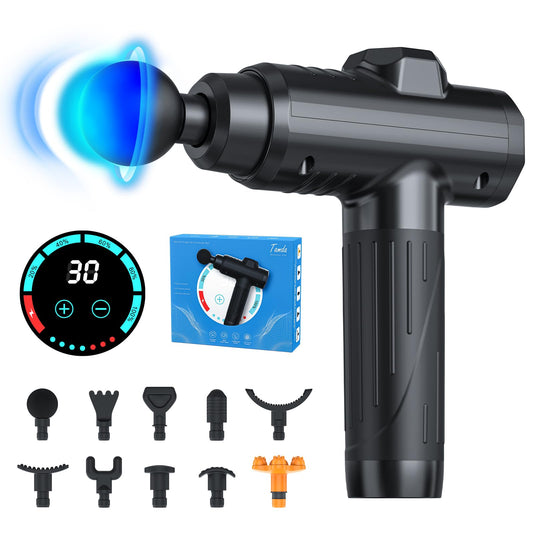 Muscle Massage Gun Deep Tissue Massager 10 Heads - 30 Speeds LCD Screen