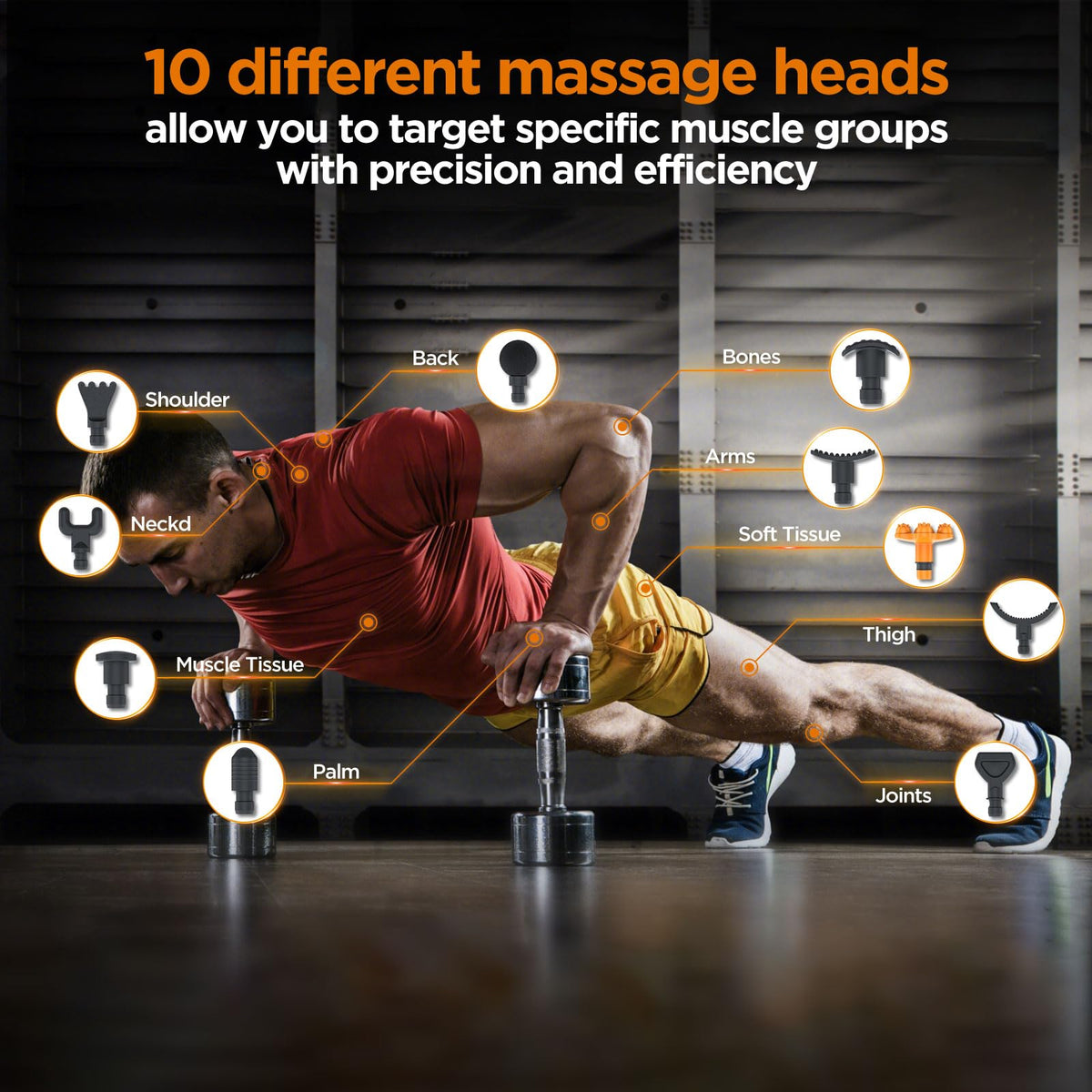 Muscle Massage Gun Deep Tissue Massager 10 Heads - 30 Speeds LCD Screen