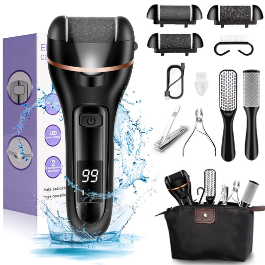 Electric Foot File Callus Remover Kit - Rechargeable Waterproof Pedicure Tool