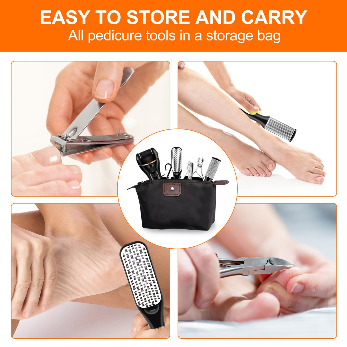 Electric Foot File Callus Remover Kit - Rechargeable Waterproof Pedicure Tool